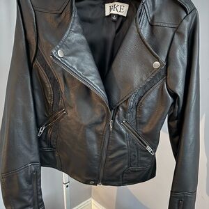 BKE Women's Black Leather-like Jacket